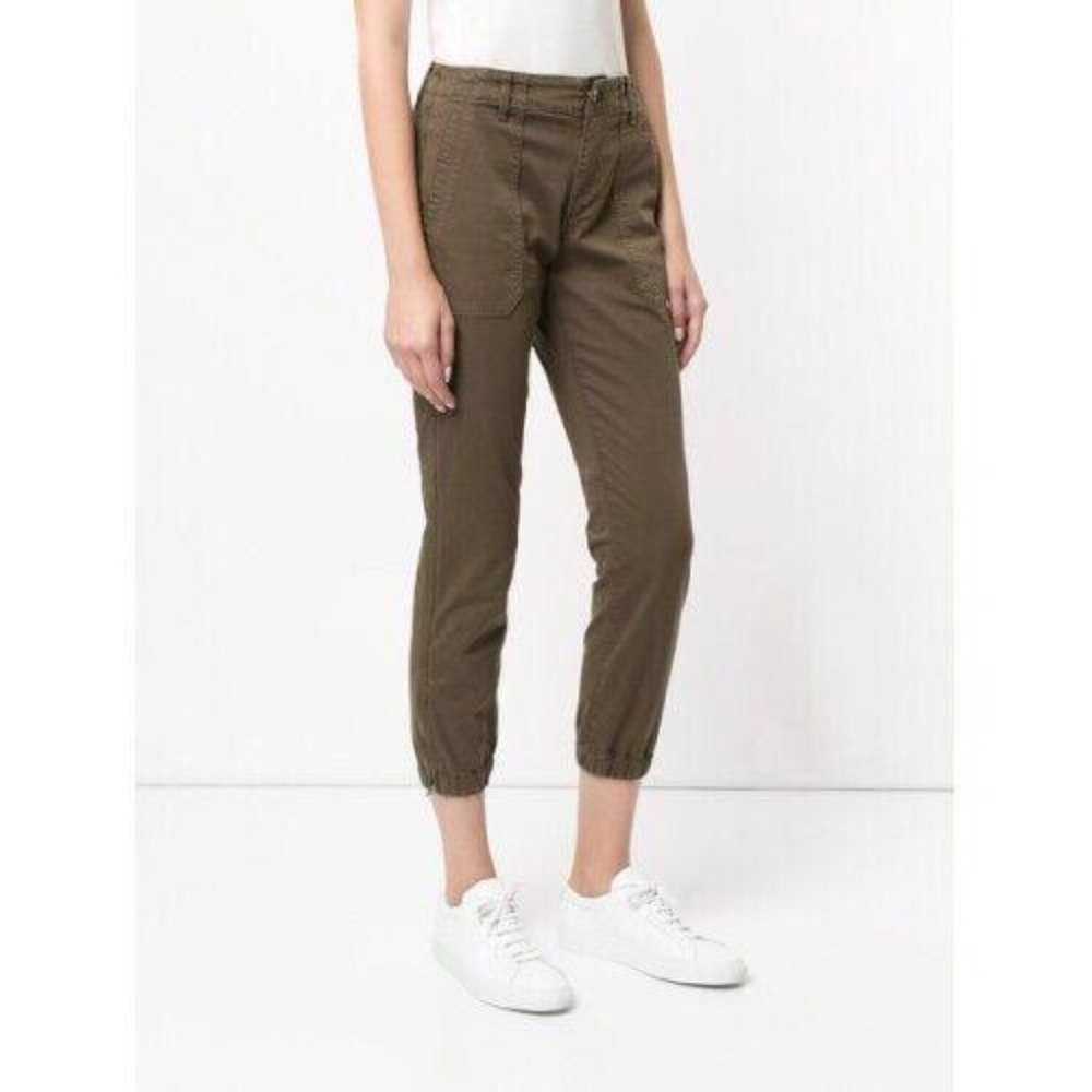 Vince Casual Pants Utility Joggers Zip Ankles Cotton Spandex Dk Green/willow 30